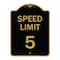 Signmission Speed Regulation Sign Speed Limit 5 Mph, Black & Gold Aluminum Sign, 18" x 24", BG-1824-22876 A-DES-BG-1824-22876 - alternate 1